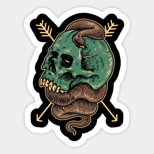 skull and snake Sticker